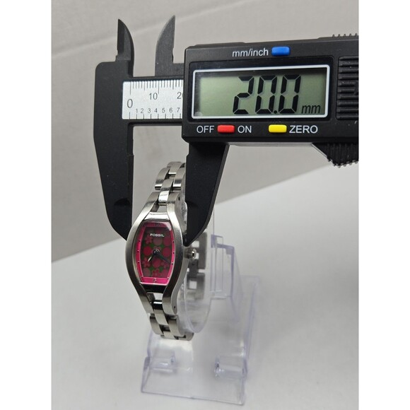 Rare Vintage Fossil Big Tic Pink Floral Animated Silver Womens Watch New Battery main image 8